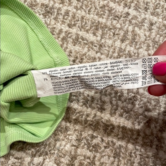 ZARA Green Ribbed Crop Top Sz Lg - Picture 4 of 4